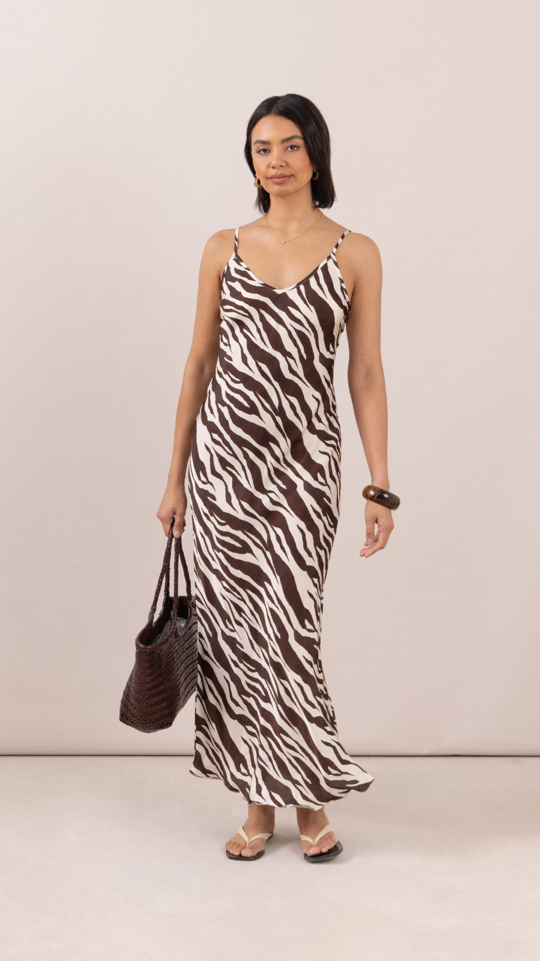 Lana Satin Dress - Zebra Print