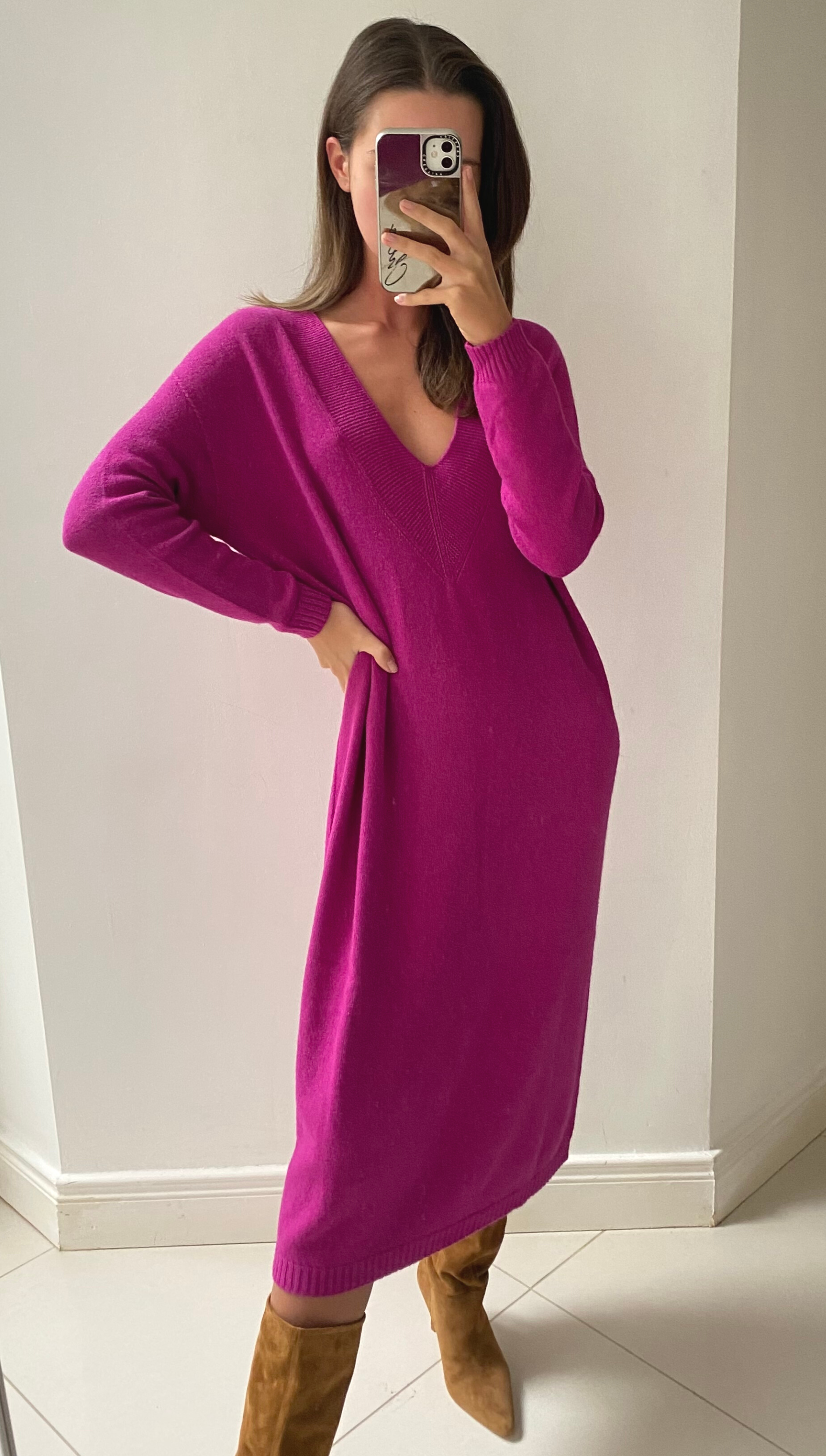 Ivy Knitted Dress - Fuchsia