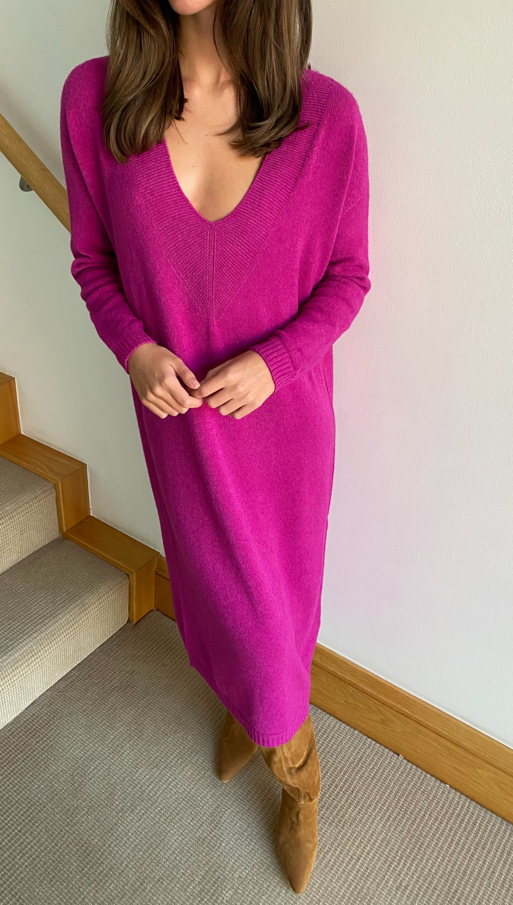 Ivy Knitted Dress - Fuchsia