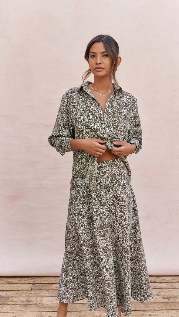 Ayla Shirt - Khaki Print