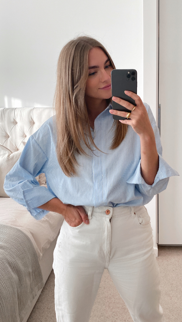 Tila Boyfriend Shirt - Blue Stripe