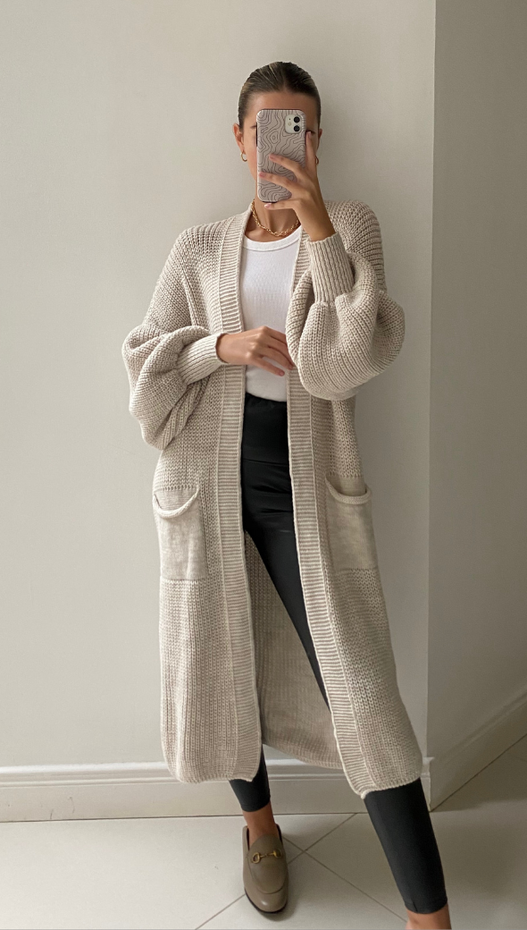Selma Bell Sleeve Cardigan - Sand