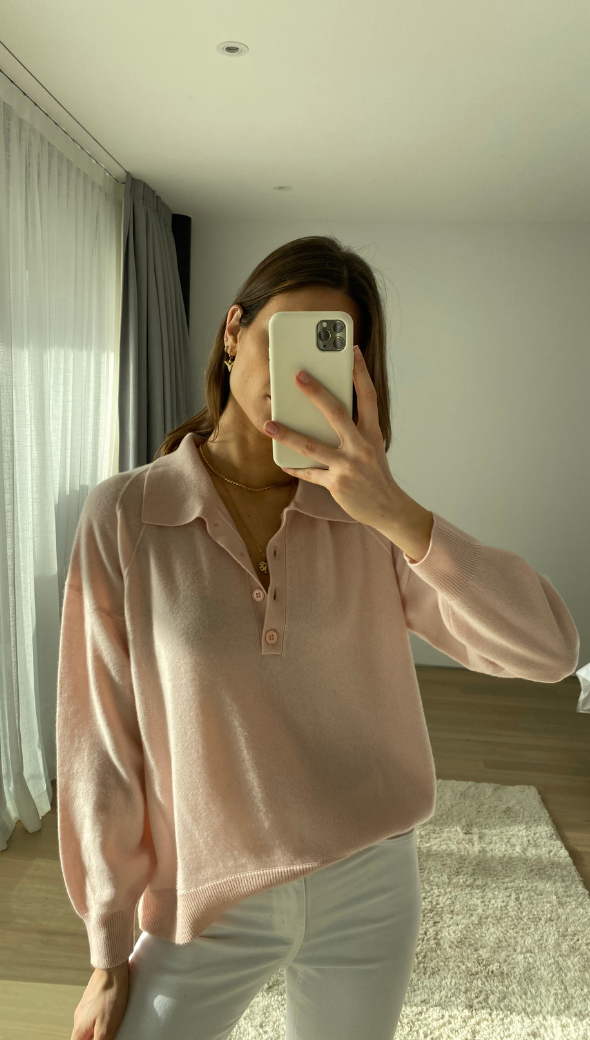 CAPRICE CASHMERE SWEATER - PALE PINK
