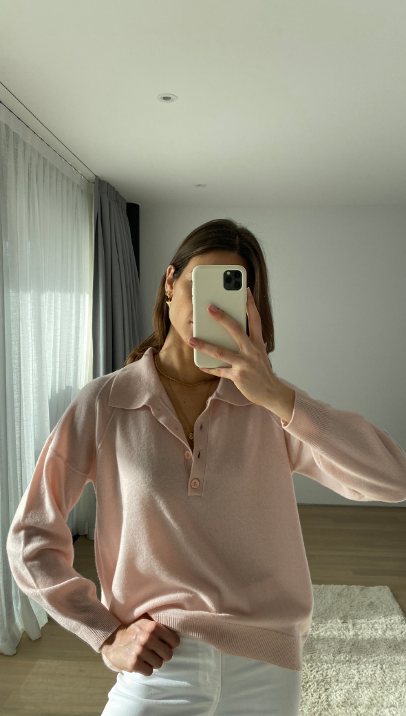 CAPRICE CASHMERE SWEATER - PALE PINK