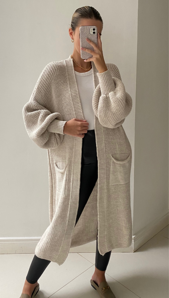 Selma Bell Sleeve Cardigan - Sand