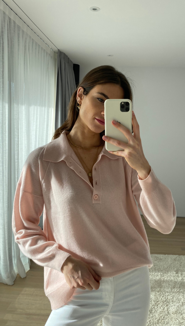 CAPRICE CASHMERE SWEATER - PALE PINK