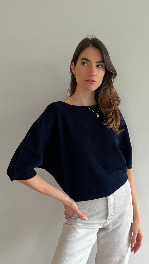 Camille Cashmere Sweater - Navy