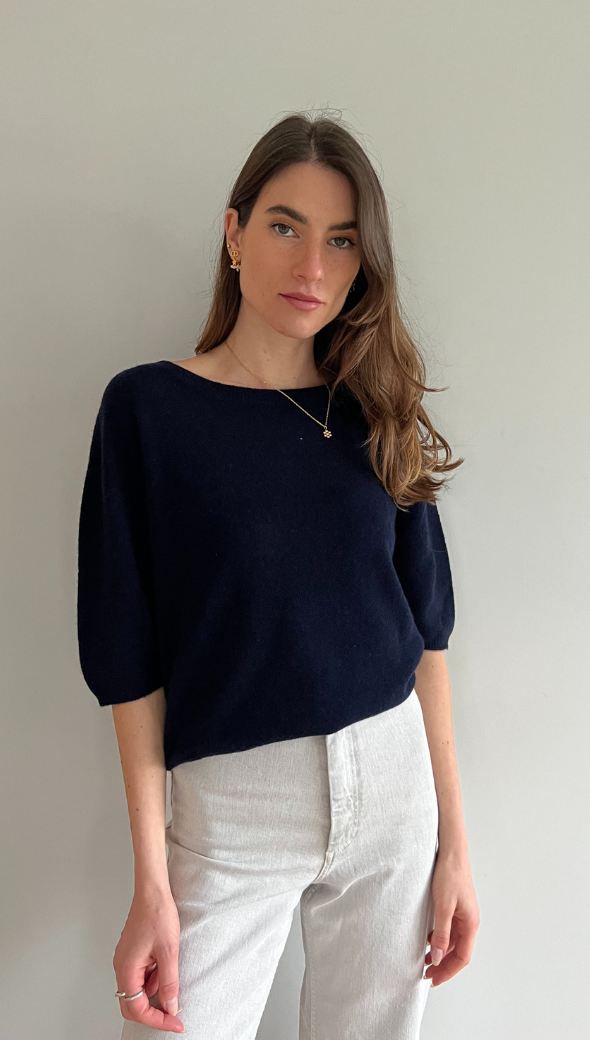 Camille Cashmere Sweater - Navy