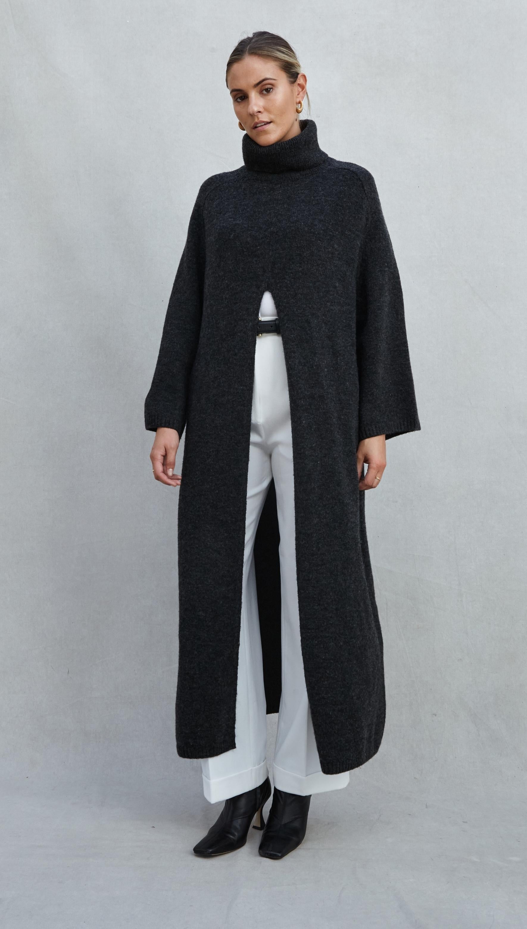 Vivienne Sweater Dress - Black Melange