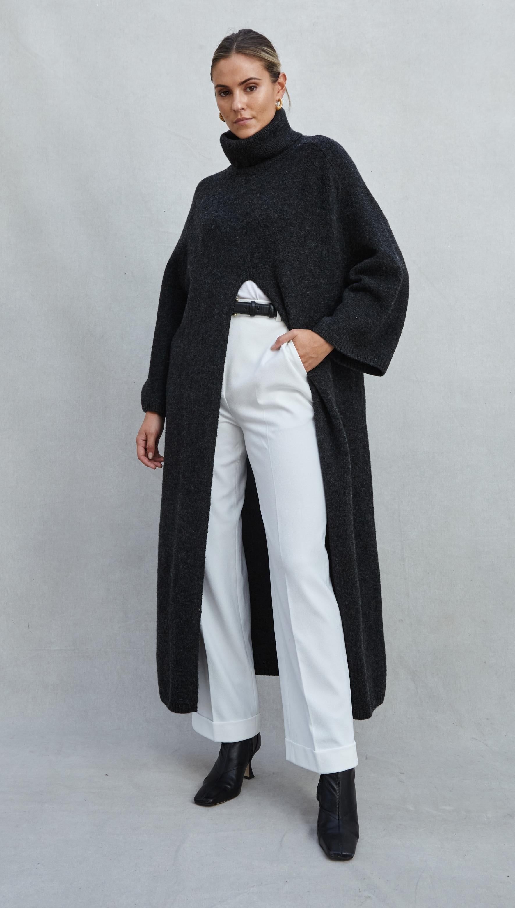 Vivienne Sweater Dress - Black Melange