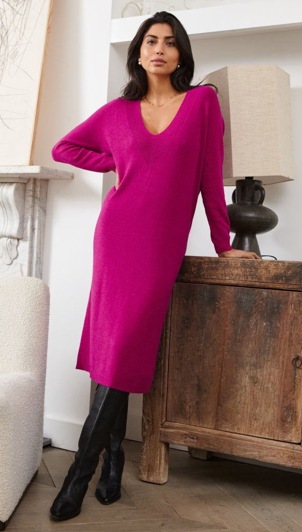 Ivy Knitted Dress - Fuchsia