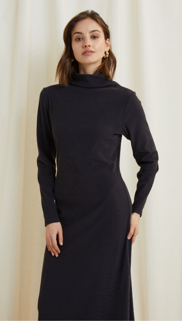 Leni Ribbed Dress - Slate