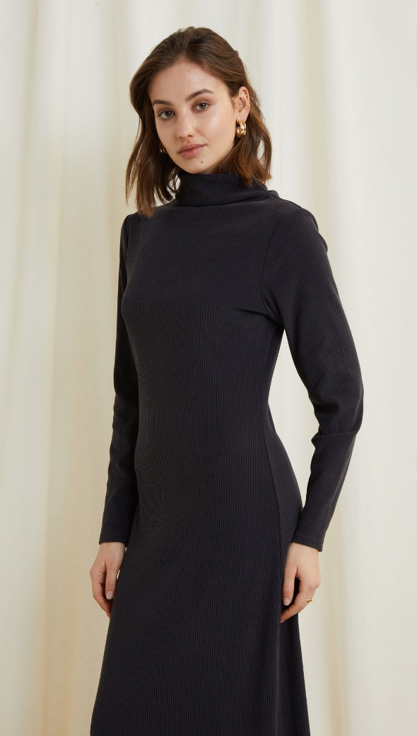 Leni Ribbed Dress - Slate