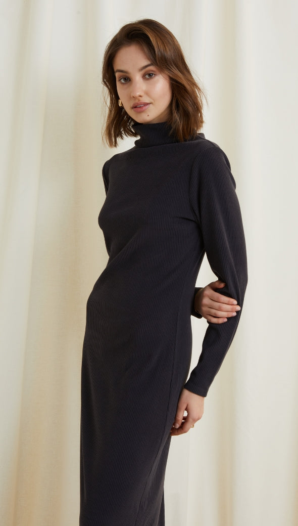 Leni Ribbed Dress - Slate