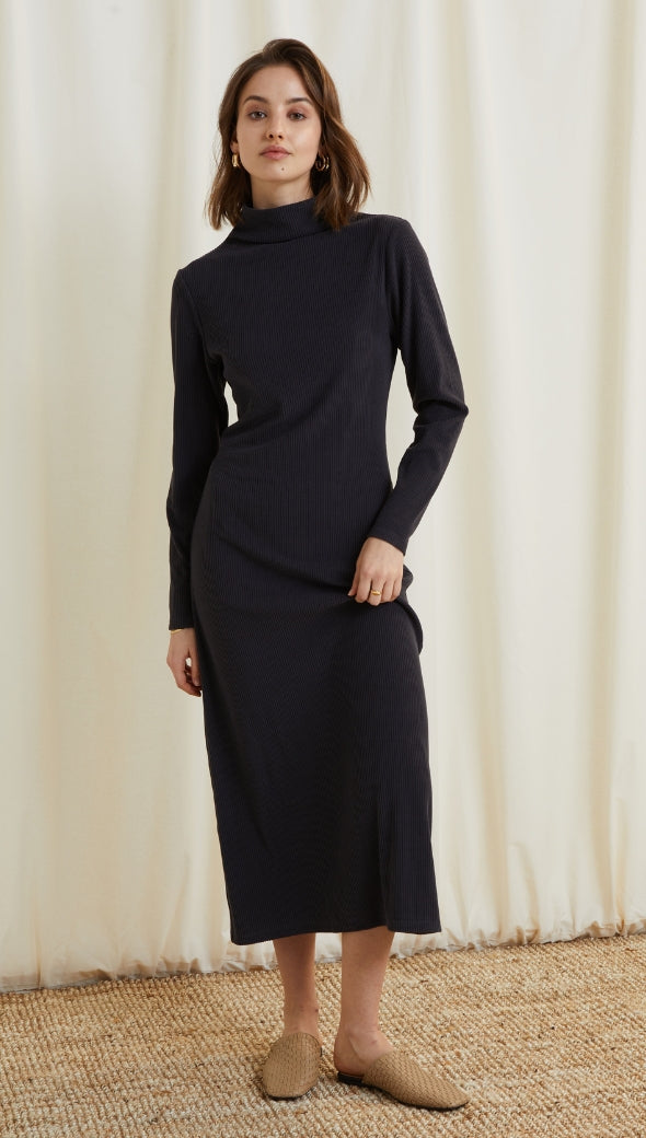 Leni Ribbed Dress - Slate