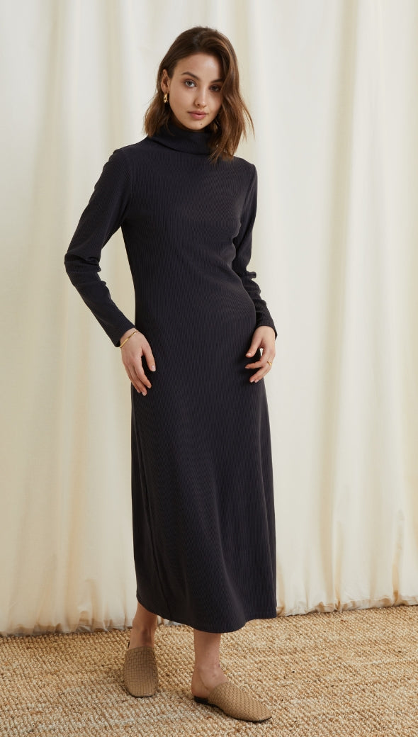 Leni Ribbed Dress - Slate