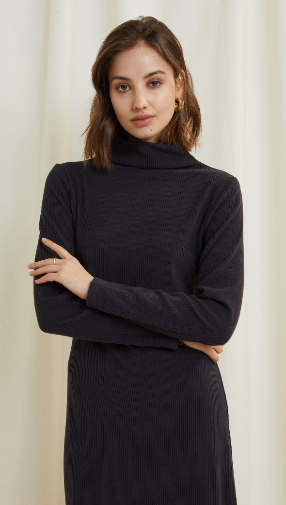 Leni Ribbed Dress - Slate