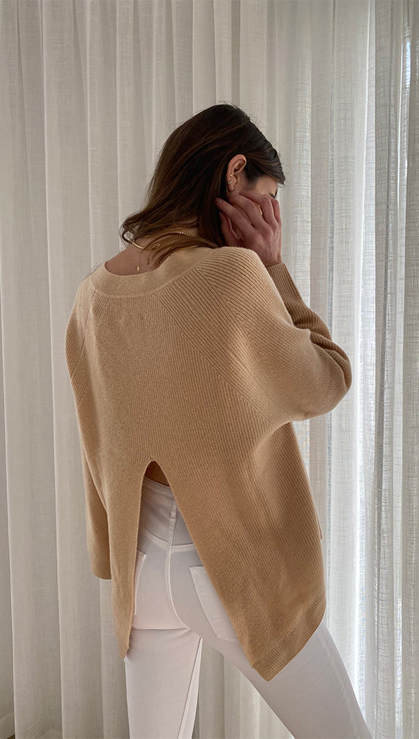 Camryn Pure Cashmere Sweater - Sand