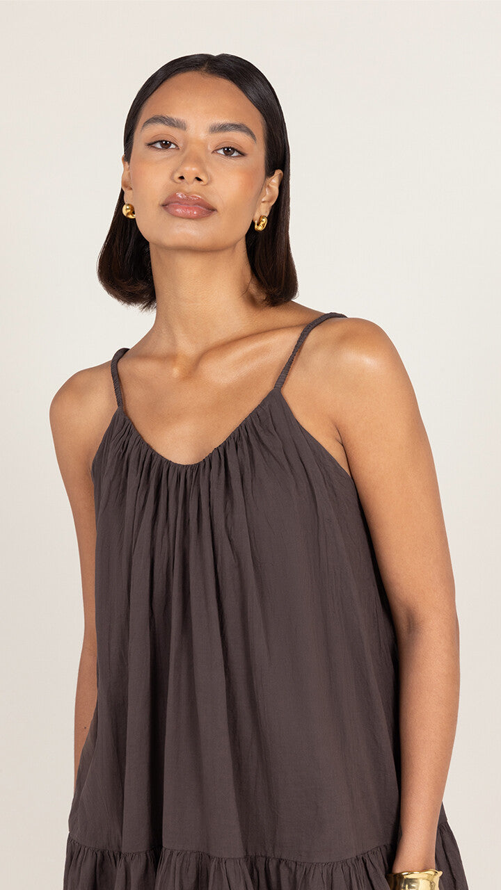 Liora Cotton Dress - Espresso