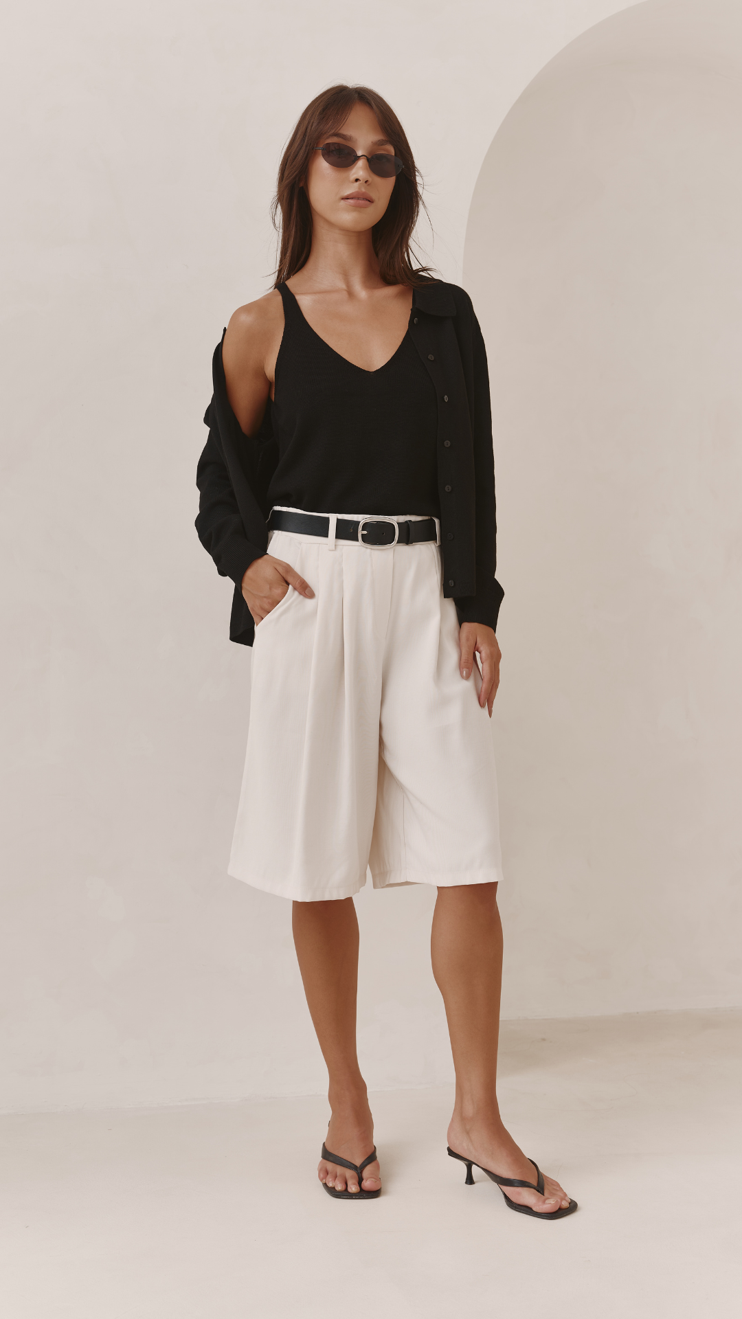 Florence Pleated Bermuda Shorts - White