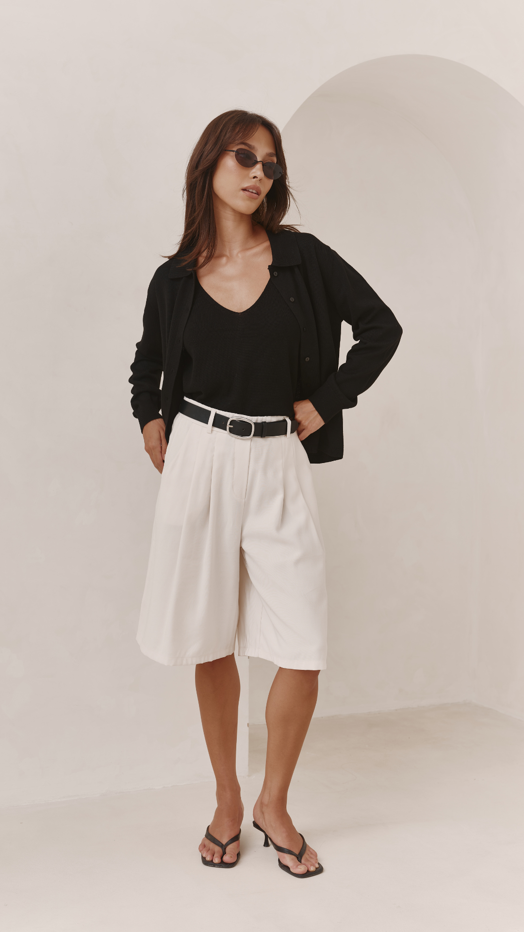 Florence Pleated Bermuda Shorts - White