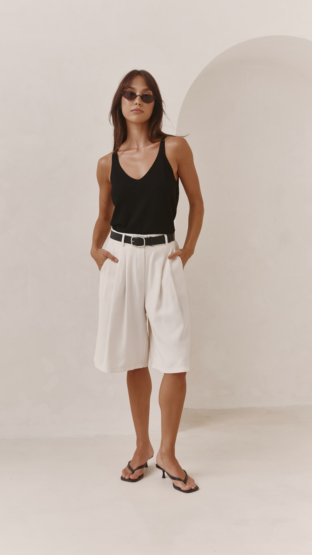 Florence Pleated Bermuda Shorts - White