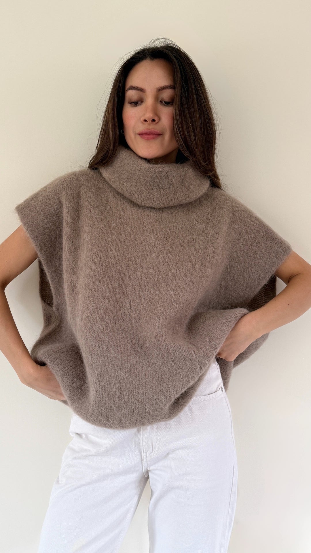 Rhonda Roll Neck Alpaca Sweater - Mink