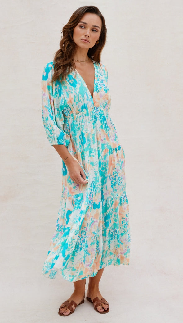 FIONA DRESS - TURQUOISE PRINT