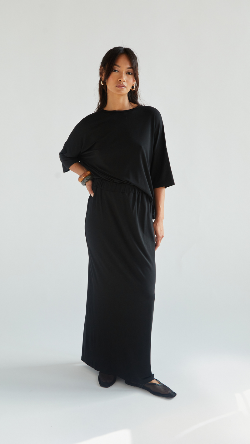 RAYA JERSEY TOP - BLACK