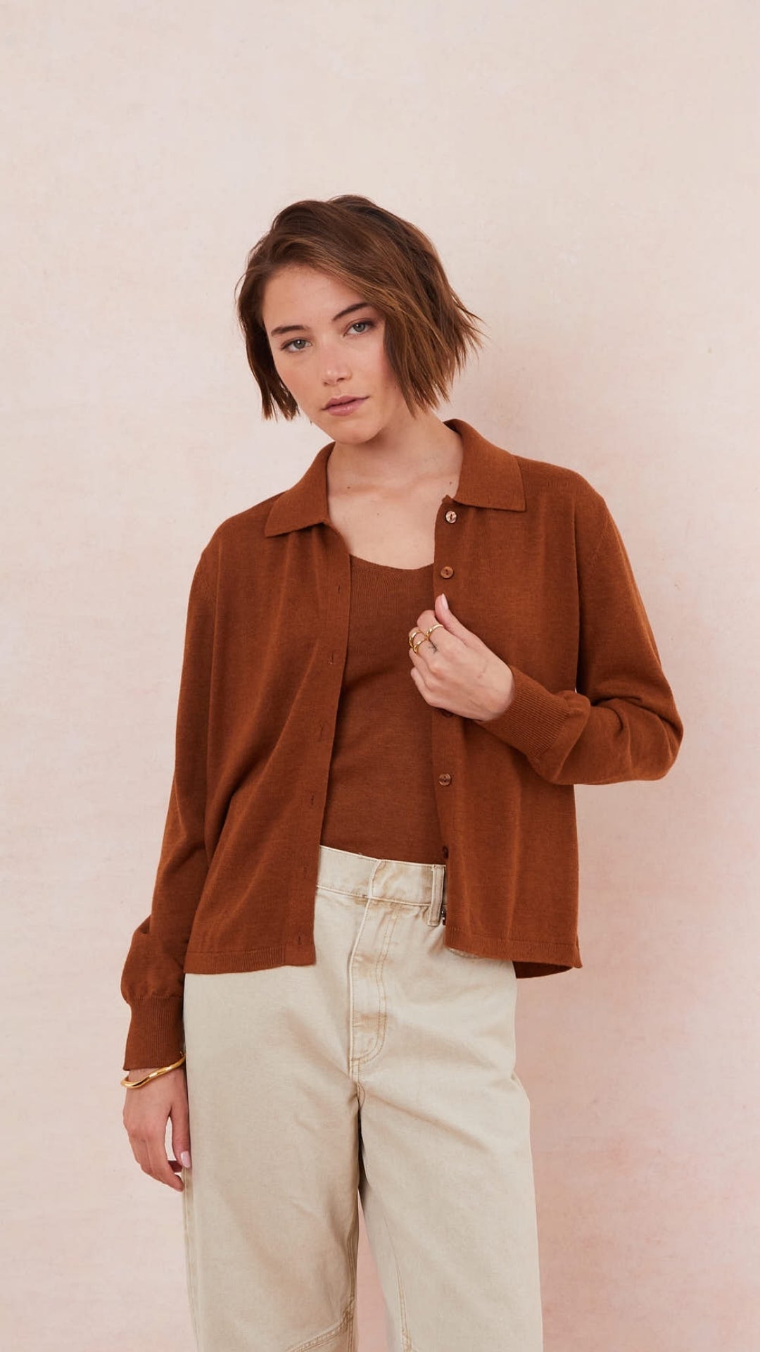 Kora Knitted Twin Set - Terracota