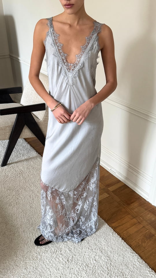 SOLANGE SLIP DRESS - PEARL