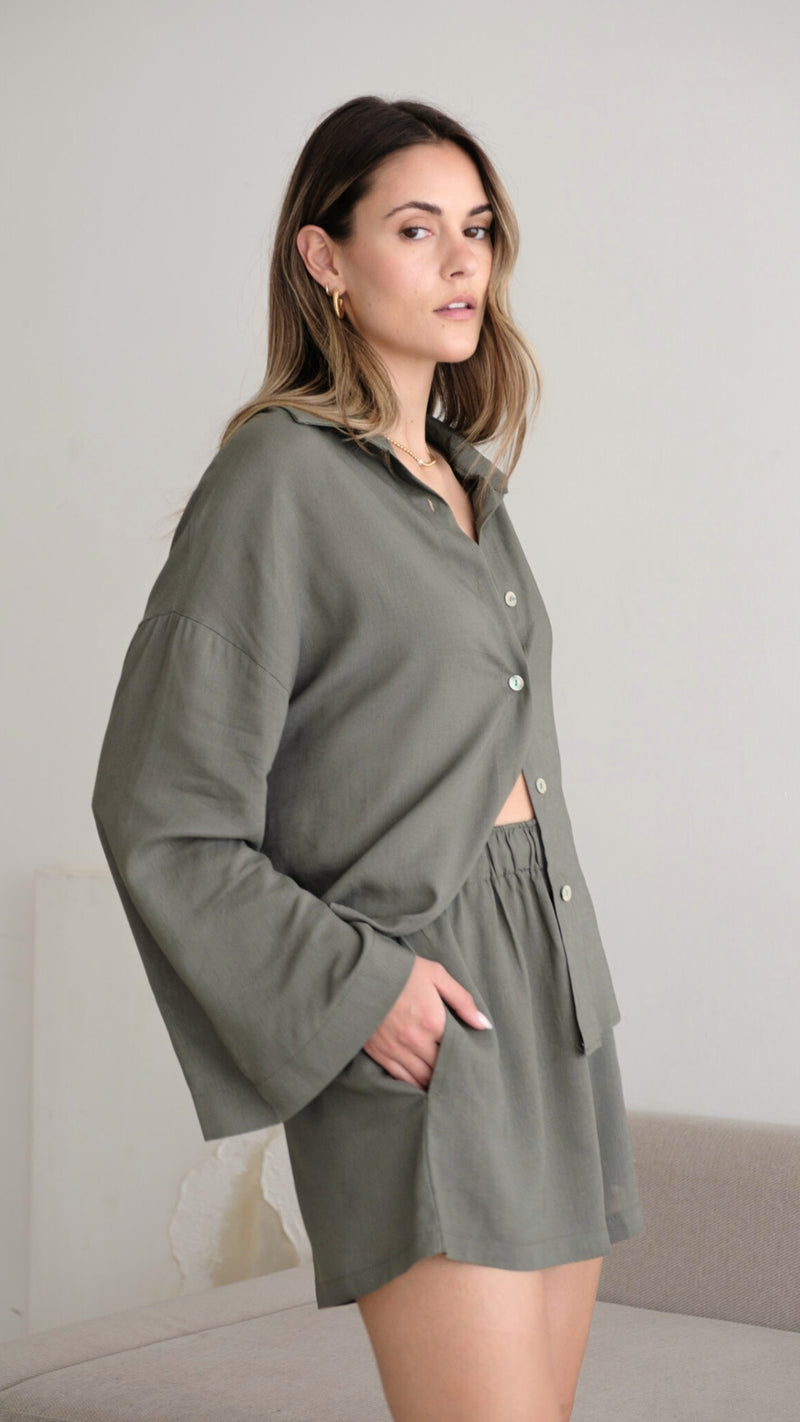 ASTRID LINEN SHIRT - SLATE