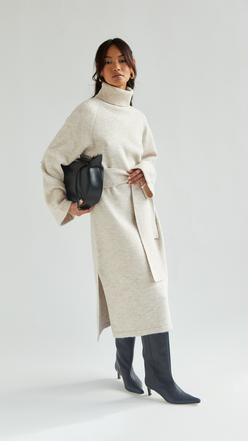 ABBIE KNITTED DRESS - SAND