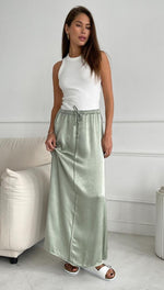 PHOEBE SATIN SKIRT - EUCALYPTUS