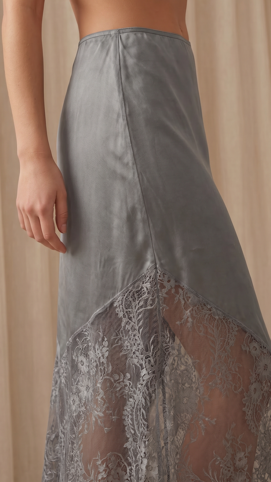 Solene Lace Skirt - Mid Grey