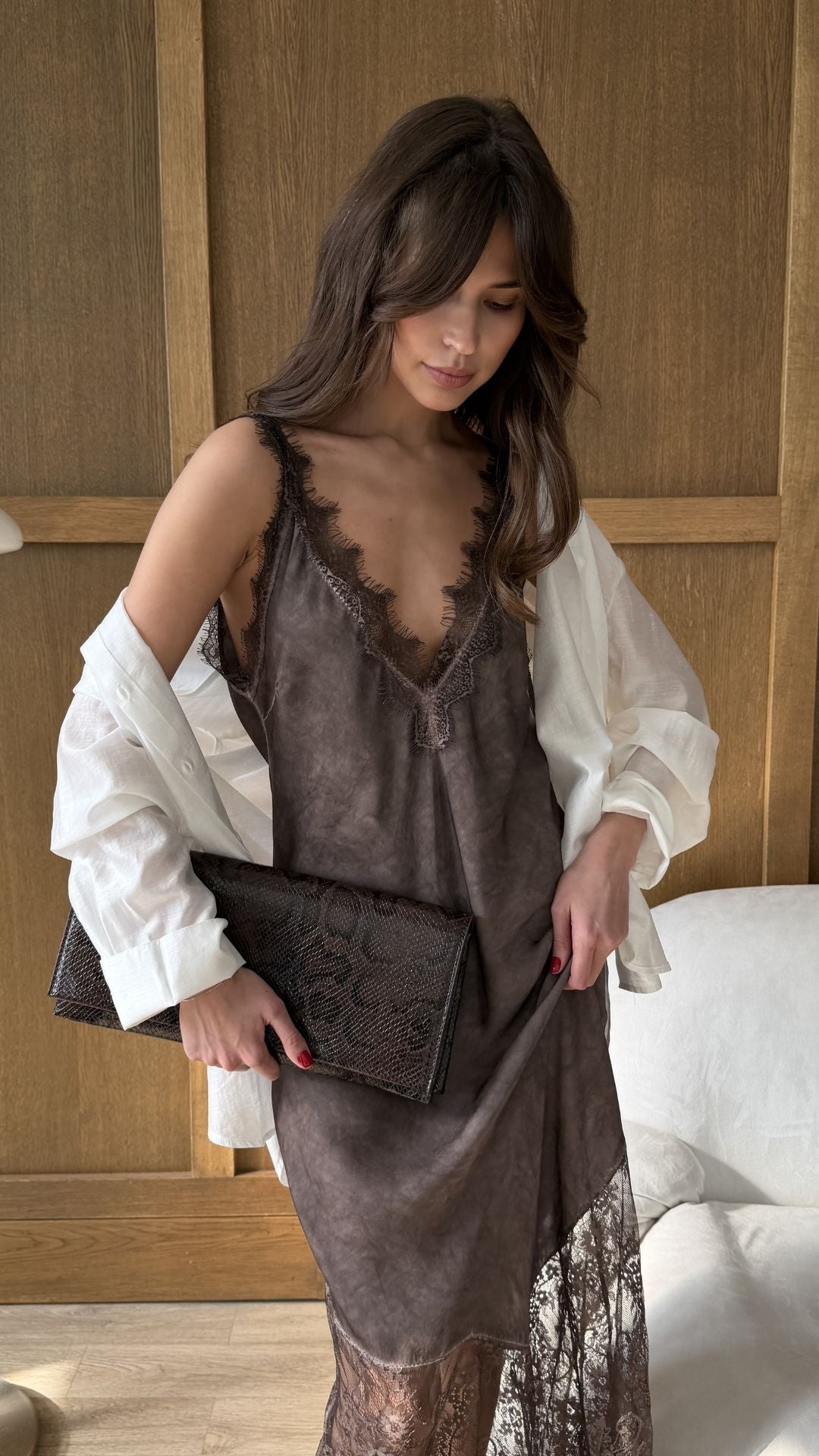 Solange Slip Dress - Espresso