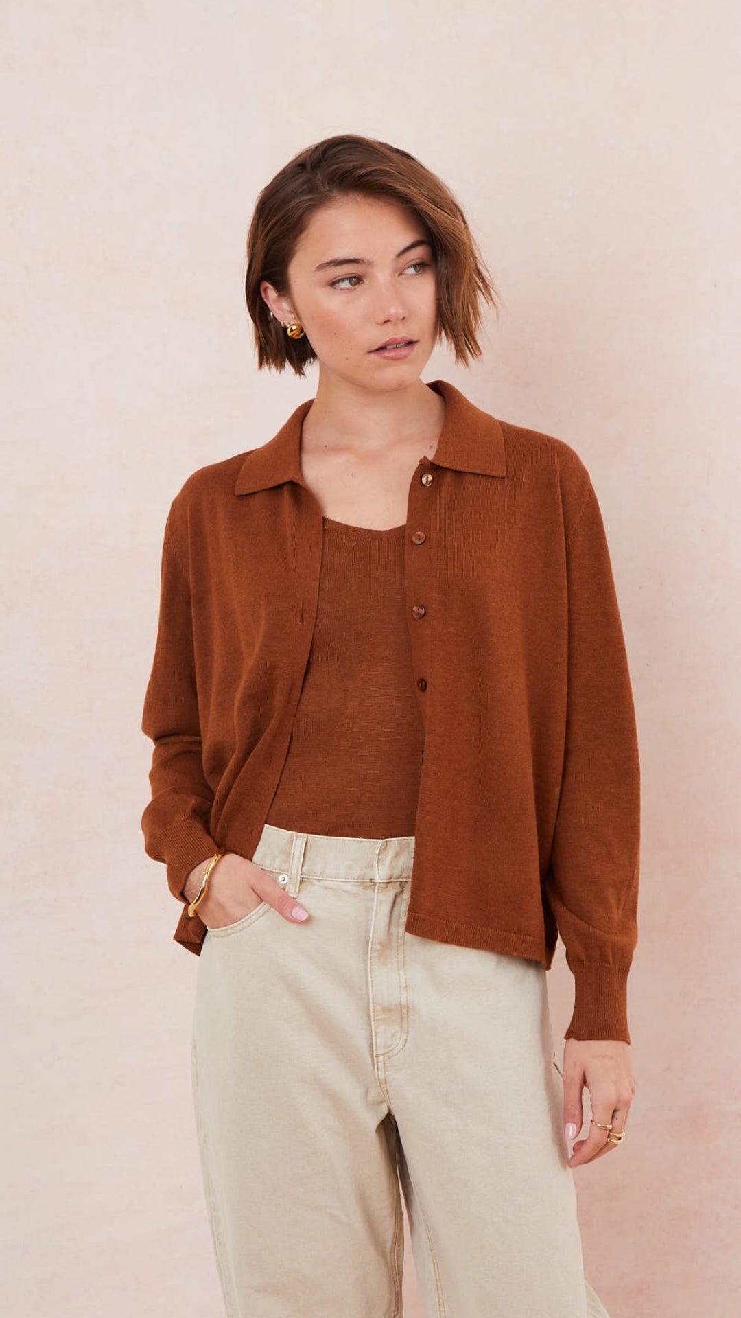 Kora Knitted Twin Set - Terracota