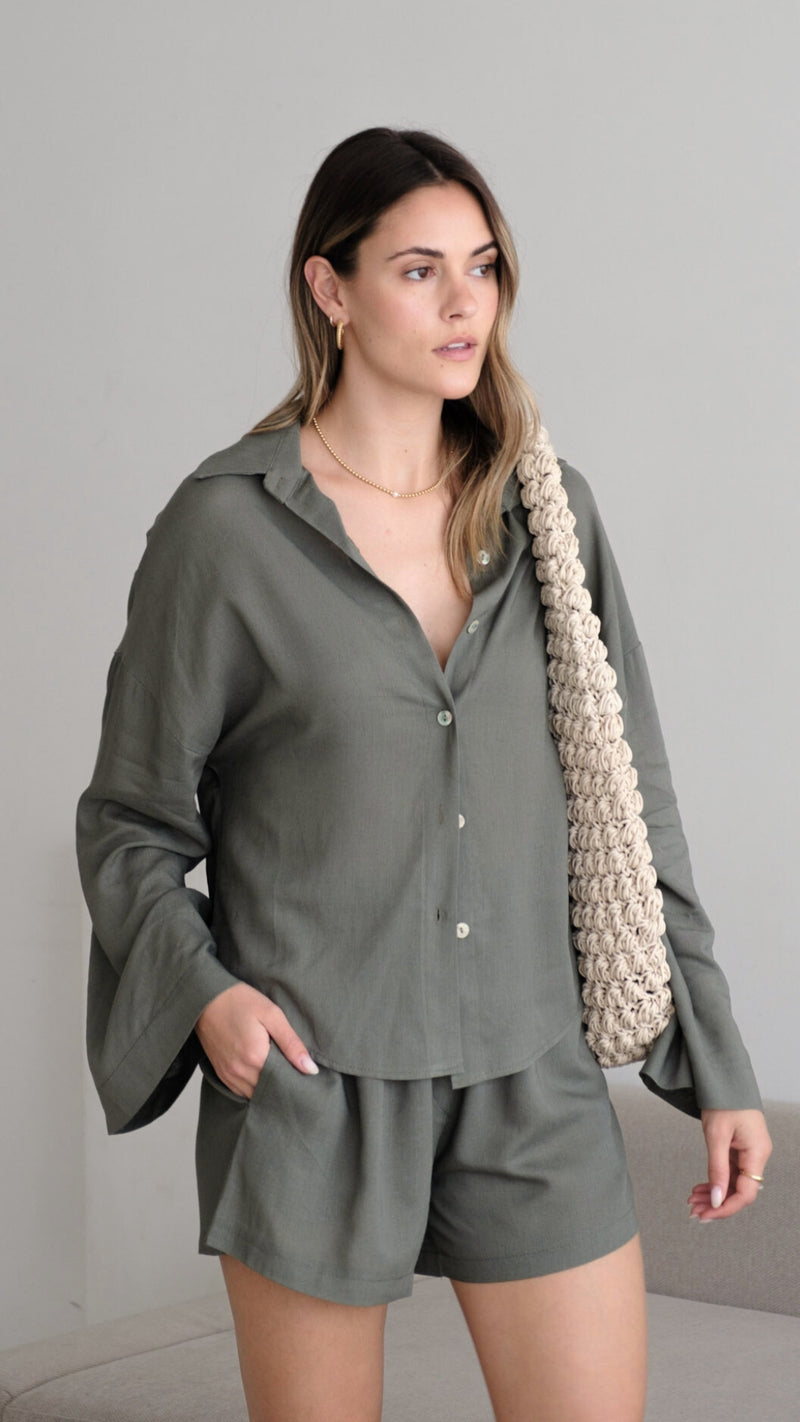 ASTRID LINEN SHIRT - SLATE