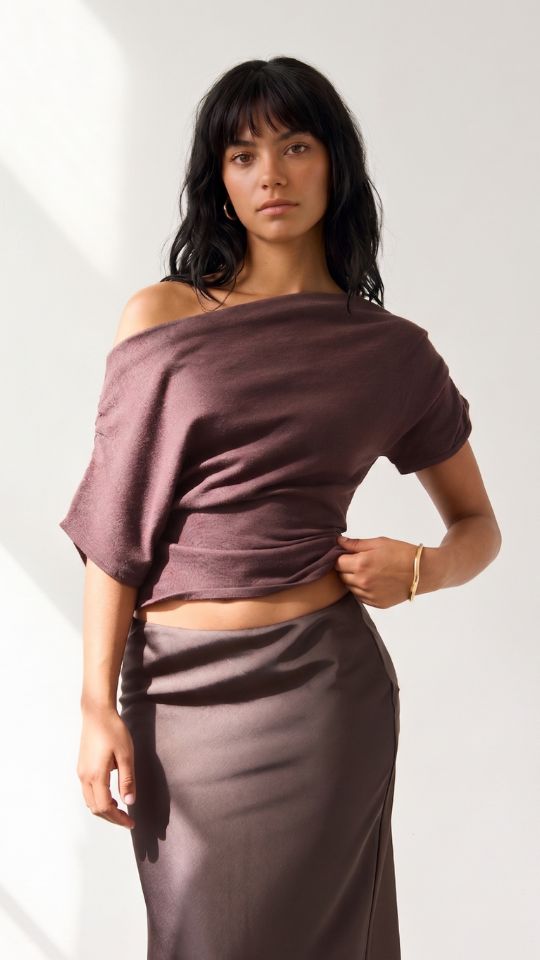 Nadine Off-Shoulder Top - Espresso
