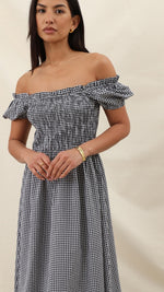 MIKA GINGHAM PRINT DRESS - BLACK PRINT