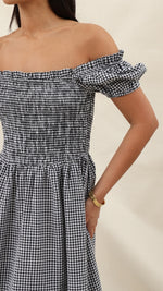 MIKA GINGHAM PRINT DRESS - BLACK PRINT