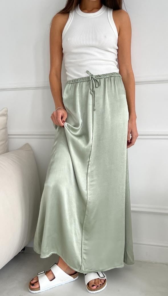 PHOEBE SATIN SKIRT - EUCALYPTUS