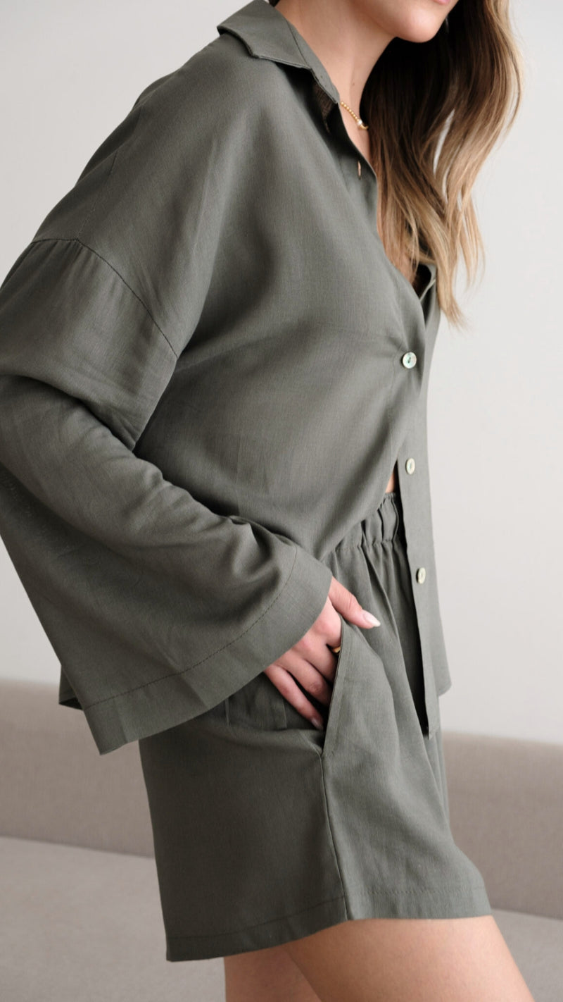 ASTRID LINEN SHIRT - SLATE