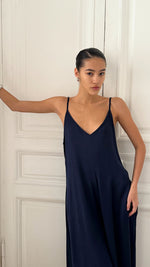 NATALIE SATIN JUMPSUIT - DEEP BLUE