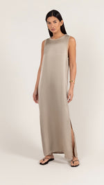 OONA SATIN DRESS - DOVE GREY