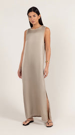 OONA SATIN DRESS - DOVE GREY