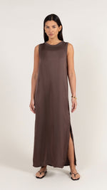 OONA SATIN DRESS - DARK ESPRESSO