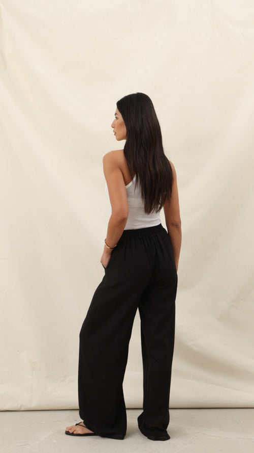 ALEXIS LINEN TROUSERS - BLACK