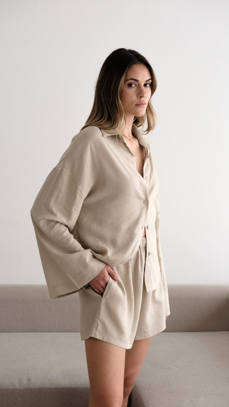 ASTRID LINEN SHIRT - SAND
