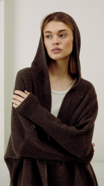 ROXY HOOD CARDIGAN - DARK ESPRESSO